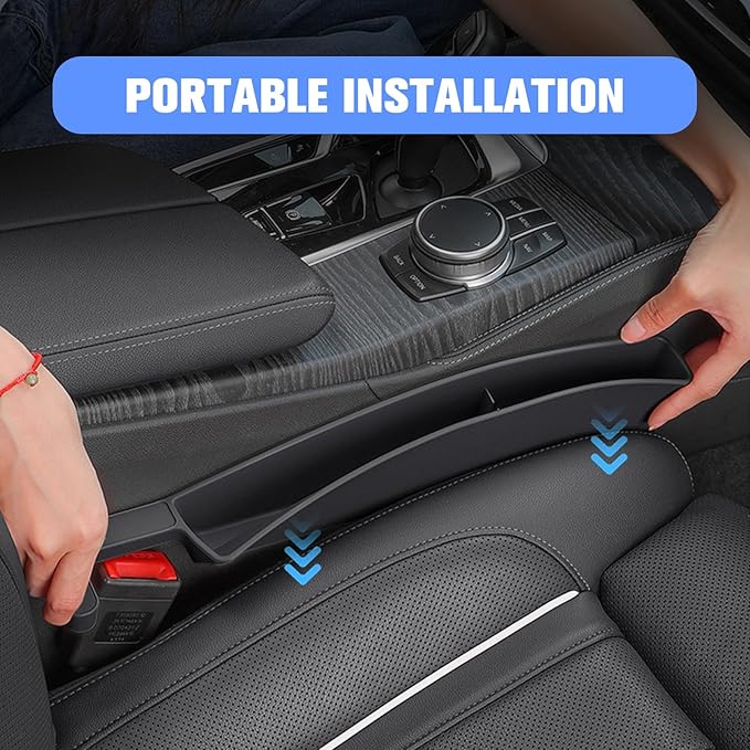7F Car Organizers and Storage, Car Seat Gap Filler, Organiser Between Seat and Centre Console, Universal Car accessories, Fit SUV Truck Storage, Set of 2 - White