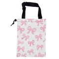 KXWQTRDD Car Trash Bag Pink Ribbon Bow Hanging Drawstring Car Organizer and Storage Bag with Adjustable Buckle Canvas Garbage Bin for Back Seat or Hanging Headrest Car Decor Road Trip Essentials