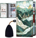 Car Registration Holder, Waterproof PU Leather Vehicle Card Document Glove Box Organizer, Women Interior Auto Accessories Case for Cards, Driver License Car Insurance Holder, Mountain Peak Pattern