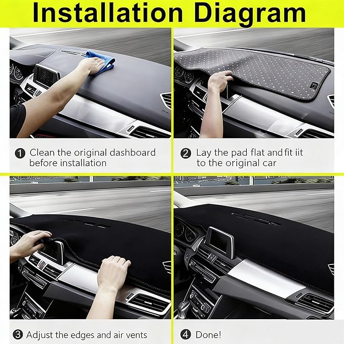 Upgraded Dashboard Mat for 2003-2008 Honda Odyssey Polyester Dashcover UV Protection Non-Slip Windshield Reflective Instrument Cover Interior Accessory Black