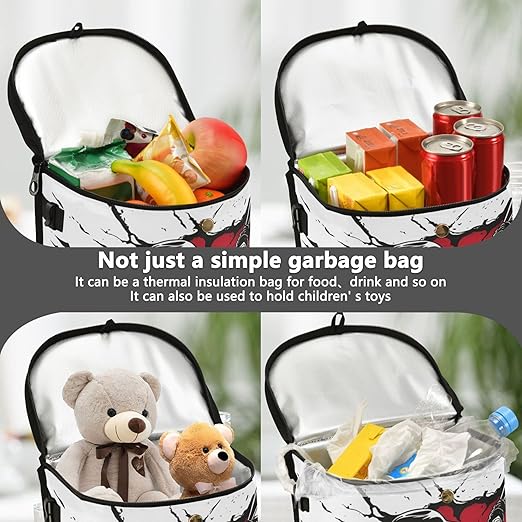 MNSRUU Car Trash Can with Lid, Baseball Player Hitting A Ball Car Trash Bag Hanging Organizers and Storage for Front Back Seat, Leak-Proof Trash Bin