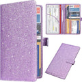 DMLuna Car Registration and Insurance Holder, Leather Vehicle Card Document Glove Box Organizer, Auto Truck Compartment Accessories for Essential Information, Driver License Cards, Glitter Purple