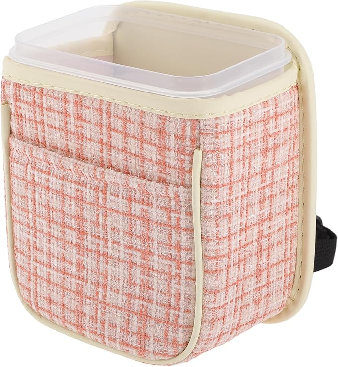 Car Trash Can Portable and Hanging 5.9" Length 4.3" Width 7.5" Height Trash Bin Fabric Pink 1 Pcs