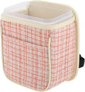 Car Trash Can Portable and Hanging 5.9" Length 4.3" Width 7.5" Height Trash Bin Fabric Pink 1 Pcs