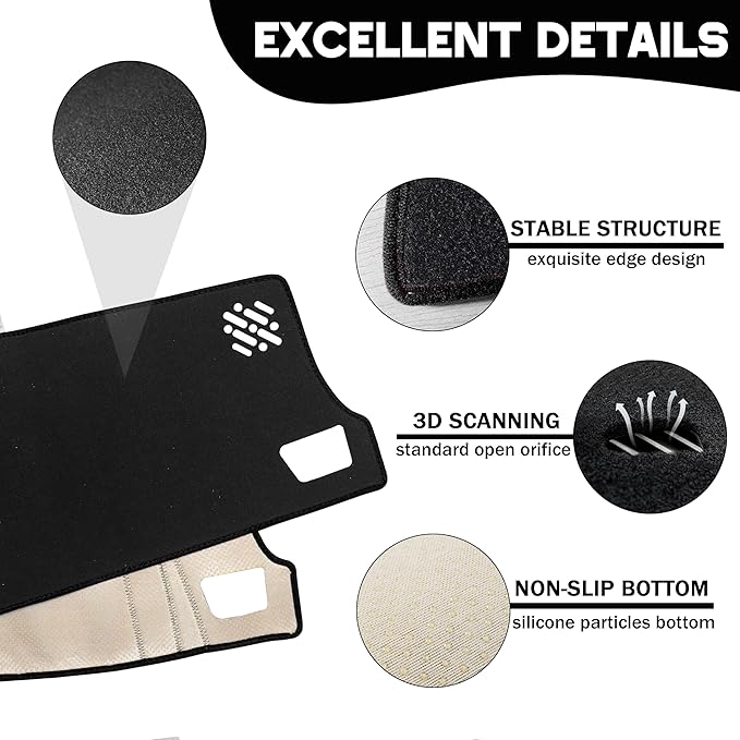 Dash Cover for Chevy Colorado/Gmc Canyon 2023 2024 2025 2026 Dashboard Cover Mat Center Console Non-Slip No Glare Protector Mat Pad Sunshade Interior Accessories for Chevylot Colorado, Black Trim
