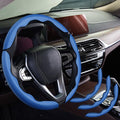 WOCOCN 3pcs Car Steering Wheel Cover,Anti-Skid Carbon Fiber Steering Wheel Protector for Men Women,Multiple Color Options,Universal for Most Car Interiors Accessories (Bule 3PCS)