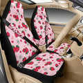 Qeluxign Strawberry Daisy Car Seat Covers 2 Front Seats Universal Fit Center Console Protector Auto Seat Belt Cover Against Stains, Spills, Dust Car Interior Accessories 5 Piece Set