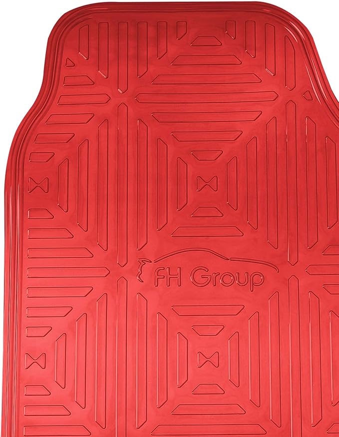 FH Group Automotive Floor Mats - Heavy-Duty Red Metallic Rubber Floor Mats for Cars, Universal Fit Full Set, Climaproof Floor Mats, Trimmable Floor Mats for Most Sedan, SUV, Truck Floor Mats