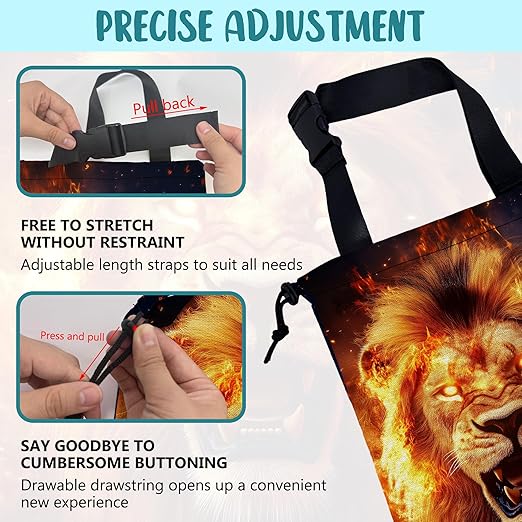 KXWQTRDD Car Garbage Bag Firce Lion Burning Flame Hanging Canvas Car Trash Bag Drawstring Car Back Seat Organizer for Car Back Front Seat Console with Adjustable Buckle