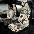 Qeluxign Car Seat Covers Cow Print Tribal Full Set Universal Fit Auto Front Seat Covers and Seatbelt Pads Armrest Cushion Gifts for Women Protect Your Car Interior