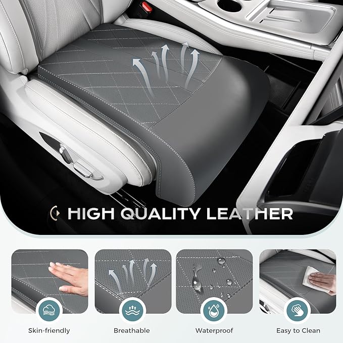 Coverado Car Seat Leg Extension Support Cushion, Waterproof Leather Leg Extender Cushion for Car Seats, Universal Car Seat Extender Cushions Leg Support Fit for Most Car, SUV, Truck (Gray)