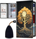 Car Document Holder with Magnetic Shut, Car Registration & Insurance Card Holder, Waterproof PU Leather Glove Box Organizer Vehicle Accessories Driver License for Women/Men, Tree of Life Pattern