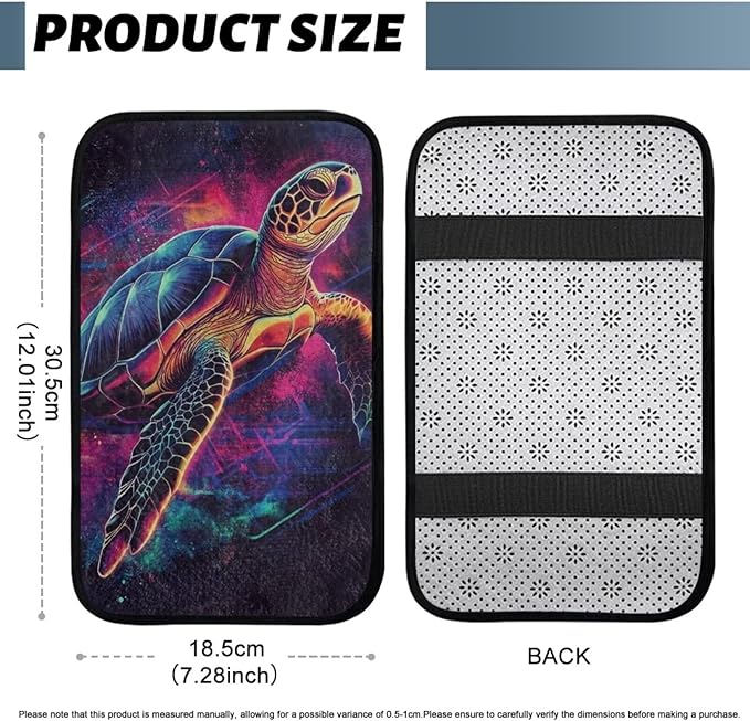Bulopur Art Turtle Car Armrest Cushion Flannel Easy to Install Car Console Covers Armrest Cover Protec Vehicle Armrest Cover Vehicle Accessories 12.01 x 7.28 Inch