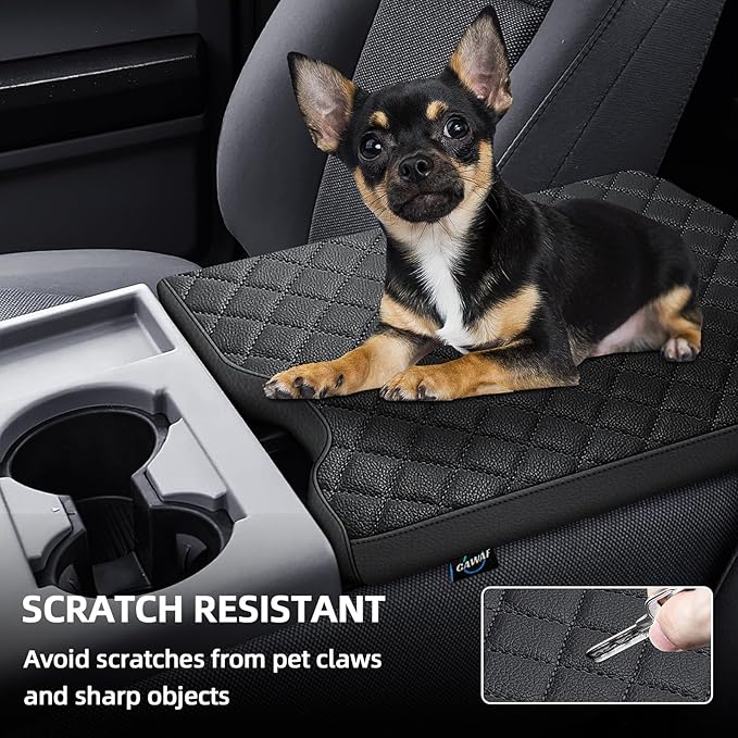 Center Console Cover Compatible with Ford F150 2015-2025,2017-2025 F250 F350 F450 with 40/20/40 Jump Seat Armrest Accessories, Leather Armrest Cover Protector (Jump Seat Console Only)
