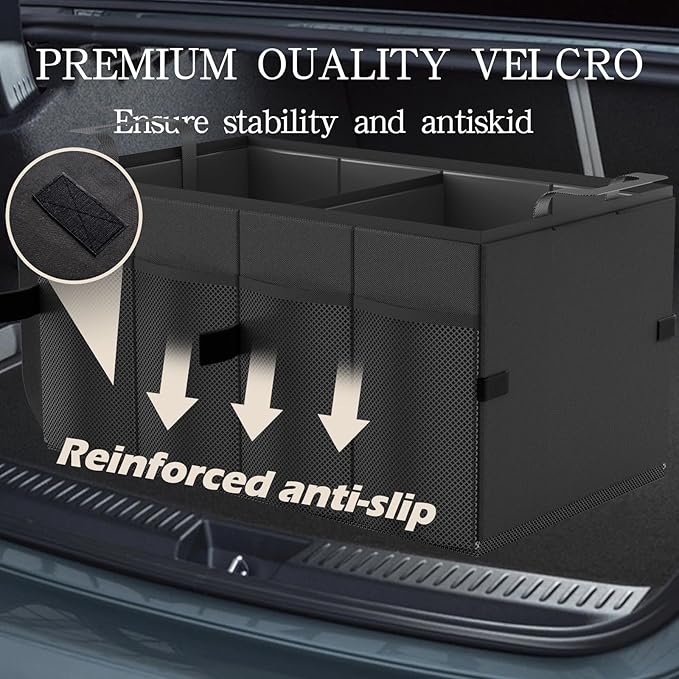 Beicarin Car Trunk Organizer Storage Box - Collapsible Car Boot Organizer Tidy Cargo Storage Box Accessories for SUV, MPV, Van, Size M, Black