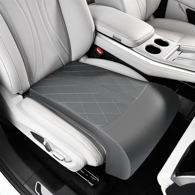 Coverado Car Seat Leg Extension Support Cushion, Waterproof Leather Leg Extender Cushion for Car Seats, Universal Car Seat Extender Cushions Leg Support Fit for Most Car, SUV, Truck (Gray)