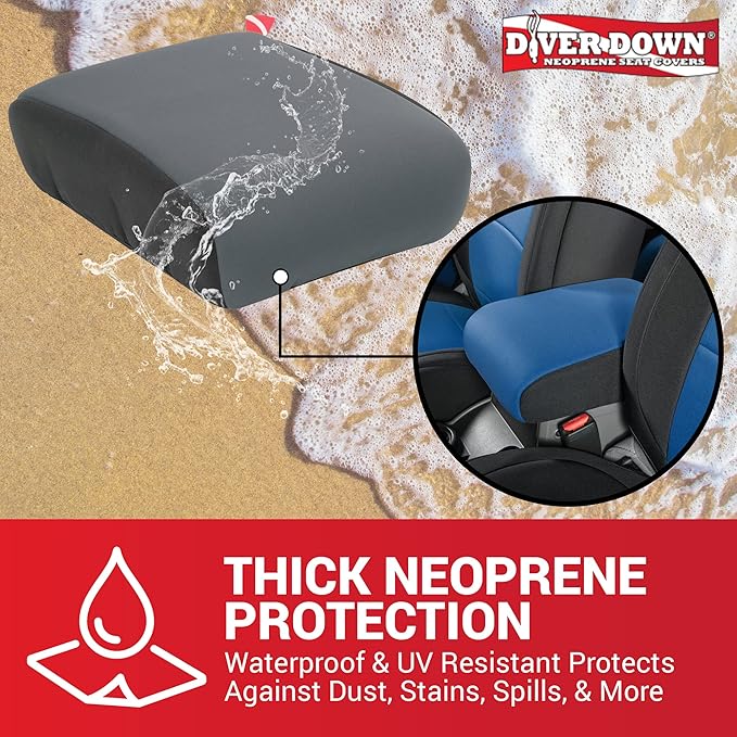 Diver Down Neoprene Center Console Cover - Fits Jeep 2007-2018 JK JKU Wrangler - Cushioned Armrest Cover - Doesn't Burn Your Elbow - Tight Custom Fit - Comfortable Foam Armrest Pad (07-10 Yellow)