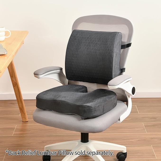 Zickskt Lumbar Support Pillow for Office Chair - Memory Foam Back Cushion for Chair, Car, Couch - Lumbar Pillow Promotes Better Posture, Back Pain Relief with Adjustable Strap & Non-Slip