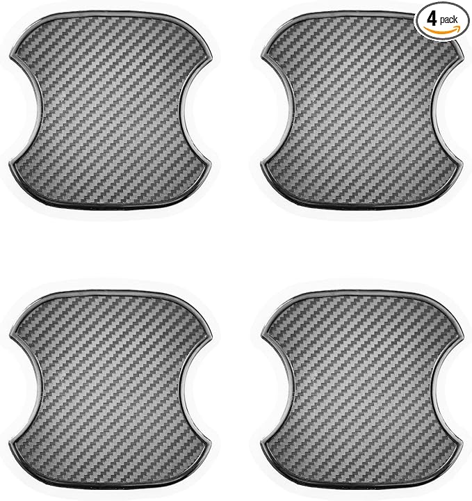 4PCS Car Door Handle Cup ScratchProtectors, TPU Carbon Fiber Pattern 3D Traceless Sticker, Car DoorHandle Paint Cover Guard Pad