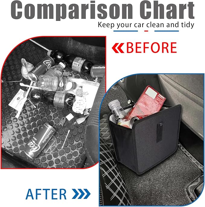 Car Trash Can, Oxford Cloth Foldable Auto Trash Bin Hanging, 1.85 Gallon Capacity Garbage Bag Organizer, Leak-Proof Waterproof Automotive Storage Container, Car Interior Accessories (Large)