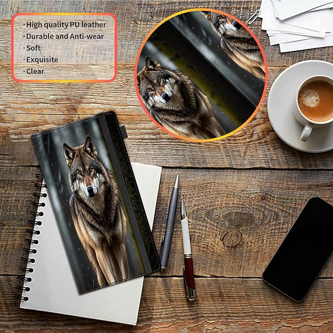 Car Registration and Insurance Holder,Leather Vehicle Glove Box Organizer Wallet for Document,Perfect for any Car,Truck,Motorcycle,Driver License,Trailer or Boat,Men & Women,Wolves Howling Wild
