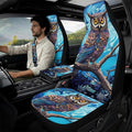 Qeluxign Owl 5-Piece Car Accessories Set Universal Fit PU Leather Seat Covers Seatbelt Pads and Armrest Cover for Cars, Trucks, SUVs