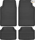 CAR PASS Rubber Floor Mats, All Weather Full Set 4-Piece, Waterproof Automotive Mats Trim to Fit Most Cars Sedans SUVs Vans, Heavy Duty Anti-Slip Easy Clean, All Black