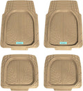 FH Group Universal Fit Heavy Duty Rubber Trimmable Tray Liners Automotive Floor Mats fits Most Cars, SUVs, and Trucks, Full Set Beige