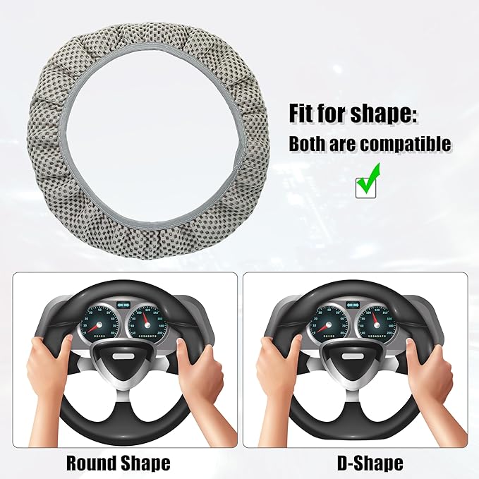 X AUTOHAUX Steering Wheel Cover Universal Elastic Stretch Antislip Breathable Microfiber Ice Silk Interior Trim Wheel Protector for Car Truck SUV Gray