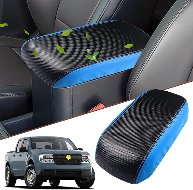 SKTU for 2022 2023 2024 2025 2026 Ford Maverick Armrest Cover 2022-2026 Maverick Center Console Cover Maverick Armrest Pad 2023 2024 2025 2026 Maverick Accessories Center Console Cushion (Blue Line)
