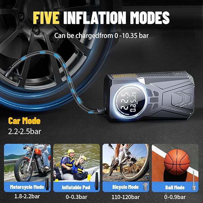 Car Jump Starter with Air Compressor,3000A Car Emergency Starting Power Supply,150PSI Tire Inflator Portable Compressor,battery jump starter,Portable Tire Inflator for Cars,Pickup Trucks,Bicycles,etc.