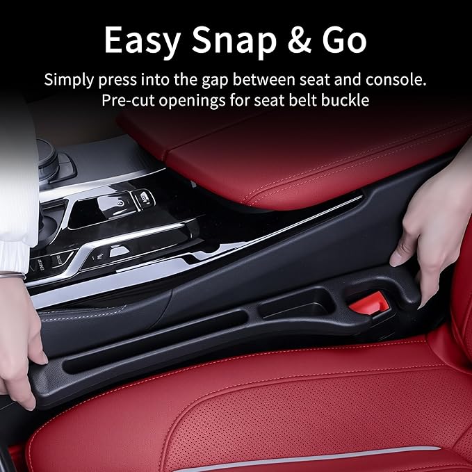 TATATOO Car Seat Gap Filler, Seat Side Gap Filler Organizer with Phone Holder, Universal Fit in Between Car Seat Catcher, Perfect for Car, SUV, Truck (Slotted, Black)