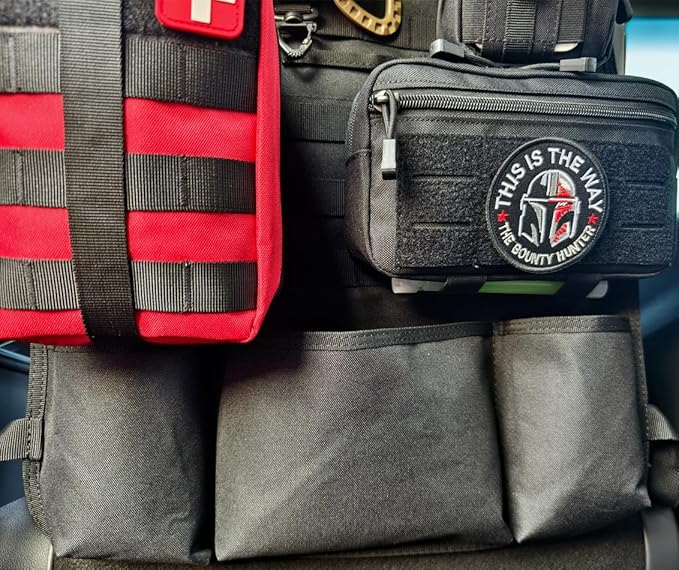 Vviitop Molle Seat Back Organizer, Tactical Car Seat Cover Organizer Panel with Pouches, Molle Universal Vehicle Panel (Red)