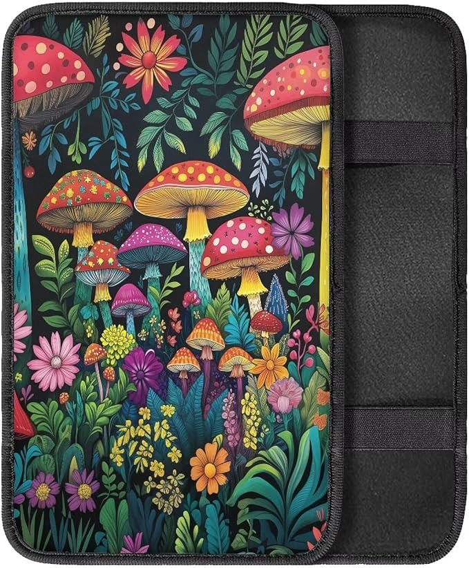 Art Mushroom Arm Rest Cover Car Easy to Install Car Console Covers Vehicle Armrest Cover Vehicle Accessories 12.3 x 7.5 Inch Fit for Most Cars, Vehicles, SUVs