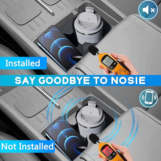 6PCS Cup Holder Inserts & Wireless Charging Protective Mat for Hyundai Santa Fe 6/7 Seat 2026 2025 2024 Accessories - Front Center Console/2nd/3rd Row Cup Holders Organizer Wireless Charger Pad