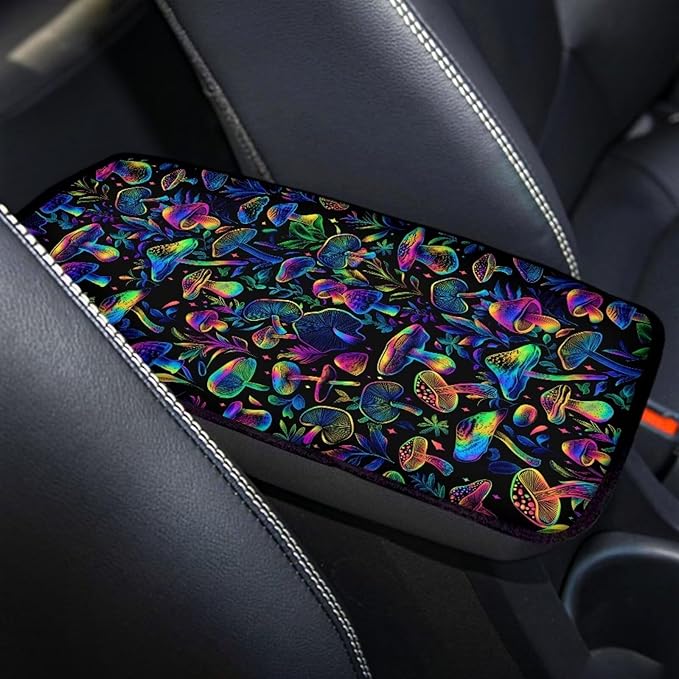 Cute Mushroom Car Armrest Cover Center Console Pad, Universal Armrest Cover for SUV Truck, Auto Accessories for Women Men