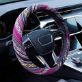 Limsas Boho Steering Wheel Cover Elastic Microfiber for Women, Universal Fit 15 inch Car SUV, Hippie Style Protector Cover, Anti-Slip, Breathable, Absorbing Sweat - 03