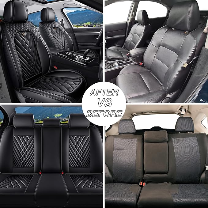 BYXN Car Seat Covers for Jeep Wrangler 2000-2026,Breathable Nappa Leather Car Seat Protector,Front Seat Covers Automotive Seat Cushion with Airbag Compatible(Front Seats,Black)