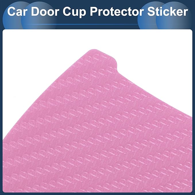 3D Car Door Handle Scratch Protector, 84x94mm Removable Magnetic Car Door Handle Protective Film Pink, 4 Pcs