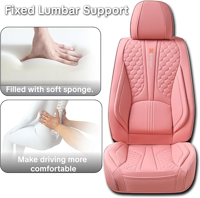 Wertigen Pink Car Seat Covers Full Set – Stylish Leather Waterproof Seat Protectors for Cars, SUVs & Trucks, Airbag Compatible, Non-Slip Design, Easy to Install, Fits Most Vehicles