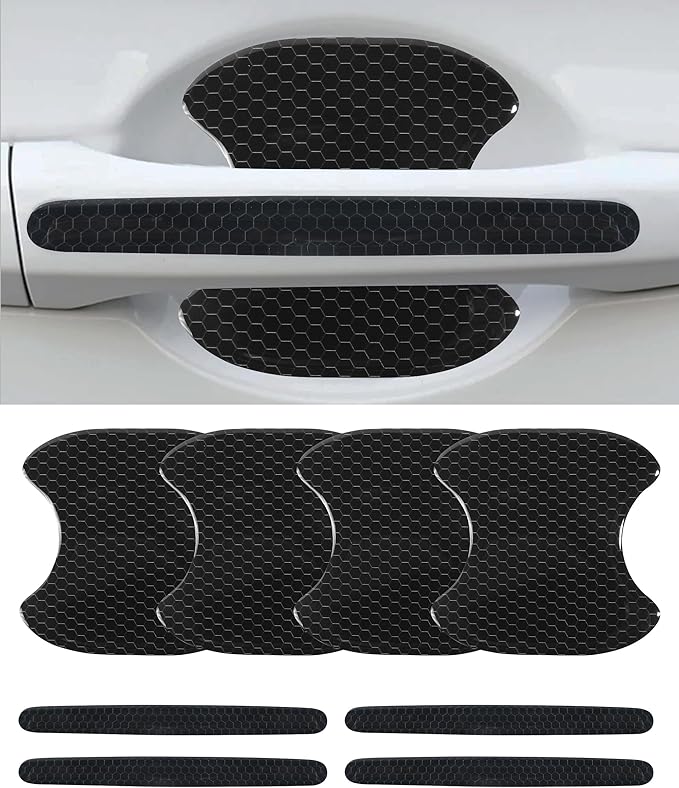 8PCS Car Door Handle Protector,Car Accessories Reflective Anti-Scratch Auto Door Handle Cup Protector,Self-Adhesive Scratch Collision Protection Guard,Fit for Cars,SUVs,Trucks, RVs,Etc (Black)