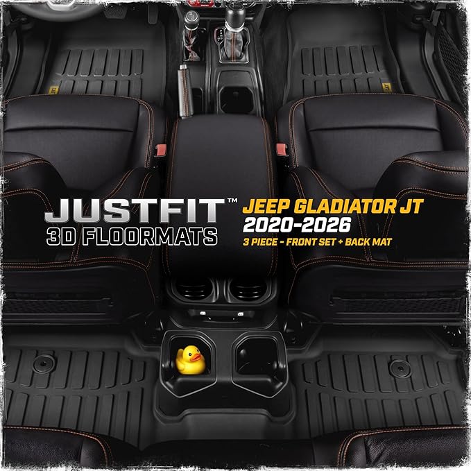 Cat® JustFit™ 3D Floor Mats for Jeep Gladiator (JL) 2020-2026, All Weather Custom Fit Jeep Gladiator Floor Liners with Extended Coverage Design, Car Floor Mats (Full Set Front & Rear)