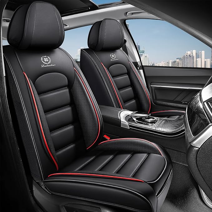 AREKA 2 Seat Covers for Subaru Crosstrek 2016-2026 Breathable Car Seat Covers,Anti-Slip Waterproof Car Seat Protectors with Airbag,Automotive Vehicle Cushion with Storage Pockets,Seat Cover-Redline