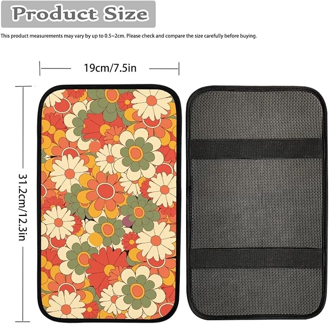 Mintutlipy Daisy Flower Anti-Scratch Car Armrest Cushion Protector Soft Car Armrest Seat Box Cover Car Interior Accessories for Women Men