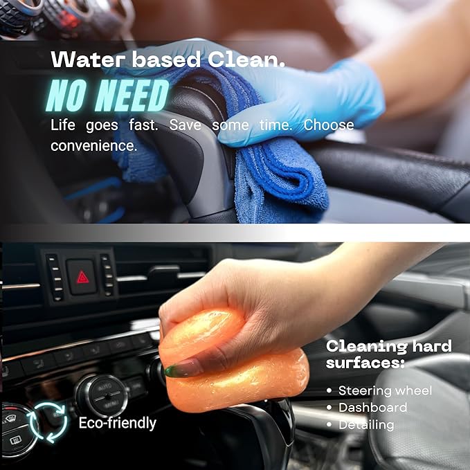 MAGIC SPRUCE Car Cleaning Gel Kit for Car Interior, High End Orange Scented Cleaning Putty in Classy Jar, Detailing Cleaning Gel Universal Dust Cleaner, for Keyboard Laptop, Car cleaning Supplies
