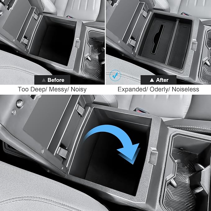 Coleya Double Layer 2024-2026 Tacoma Center Console Organizer for Toyota Tacoma (SR5/TRD Off-Road/TRD Sport/TRD Pro/Limited/Trailhunter),Durable ABS Plastic 2025 Tacoma Armrest Tray, Tissue Box Holder