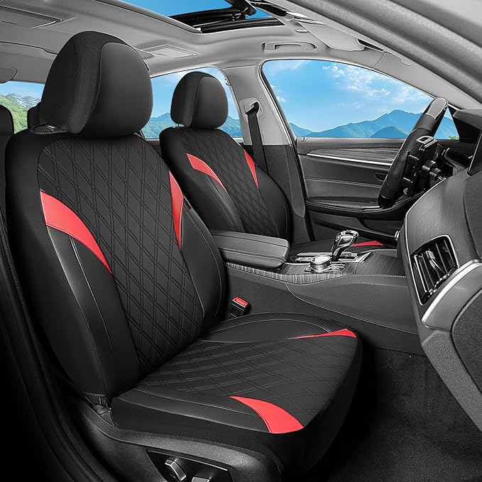 FLORICH Front Car Seat Covers, Leather Seat Covers for Cars, Waterproof Car Seat Protector Breathable, Front Seat Covers for Cars, Automotive Seat Covers Universal Fit for Most SUV Pick-up Truck