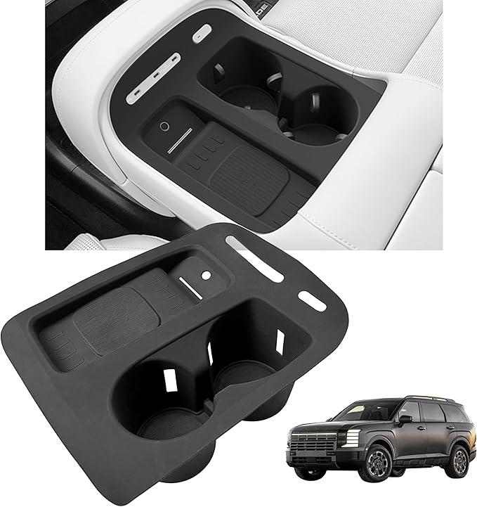 for 2026 Hyundai Palisade Accessories Center Console Cup Holder & Wireless Charging Mat Silicone Cup Holder Insert Console Insert Tray Organizer Non-Slip Pad Interior Decoration for Palisade 2026