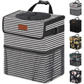 Vankor 3 Gallons Car Trash Can with Lid, Car Trash Bag Bin Hanging Waterproof Automotive Garbage Cans Leak Proof Vehicle Trash Can Stripe