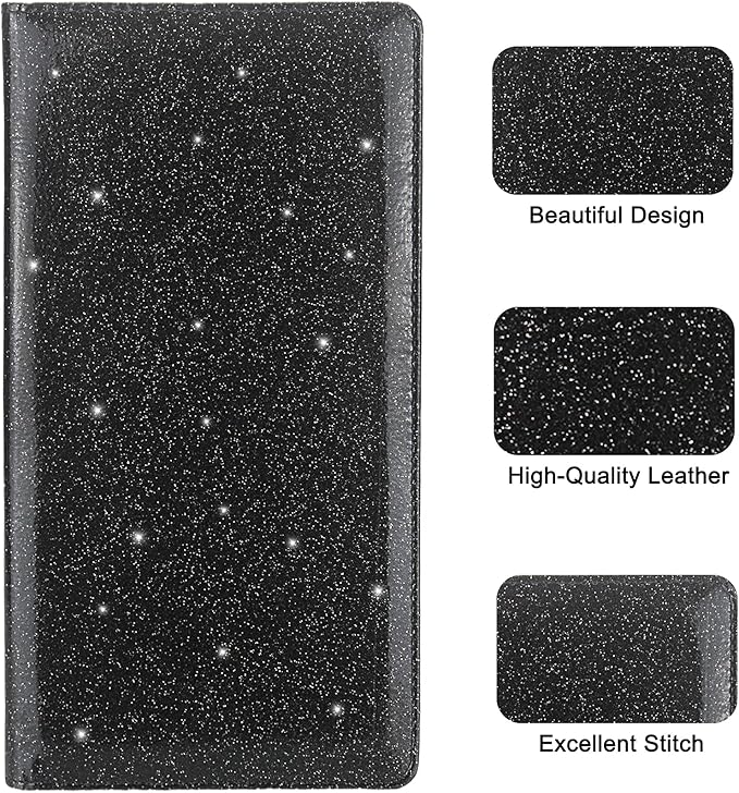 Car Registration and Insurance Holder, Premium Leather Insurance and Registration Holder,vehicle Glove Box Car Organizer, with Magnetic Shut for Cards, Driver License (Glitter Black)